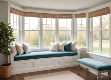 Cojín banco debajo ventana trapecio