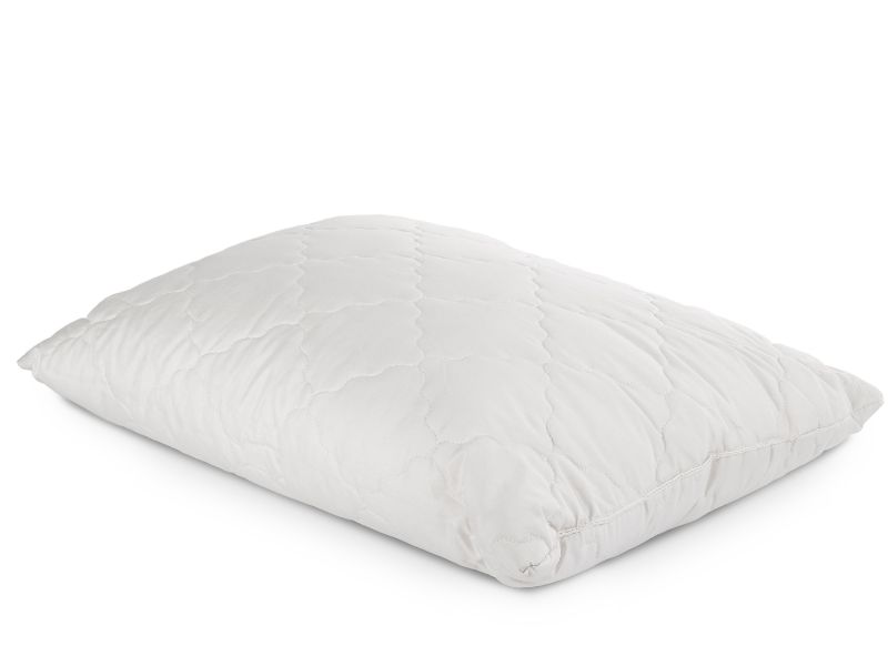 Una almohada con funda sin cremallera.