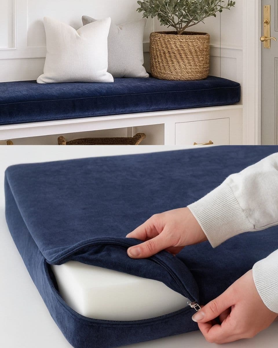 funda azul para cojines de asiento