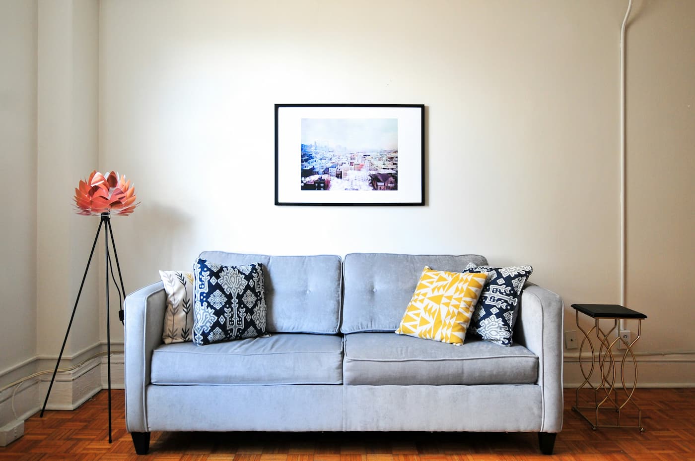 Sofa de tela azul